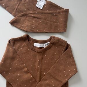 Jamie Kay Brown Polka Dot Long Sleeve Top and headband